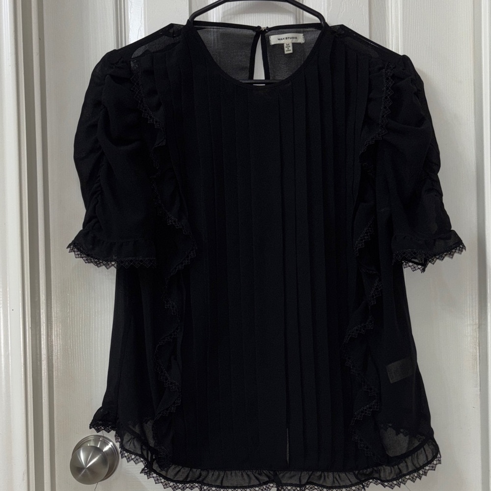 Max Studio Black Sheer Top - image 5